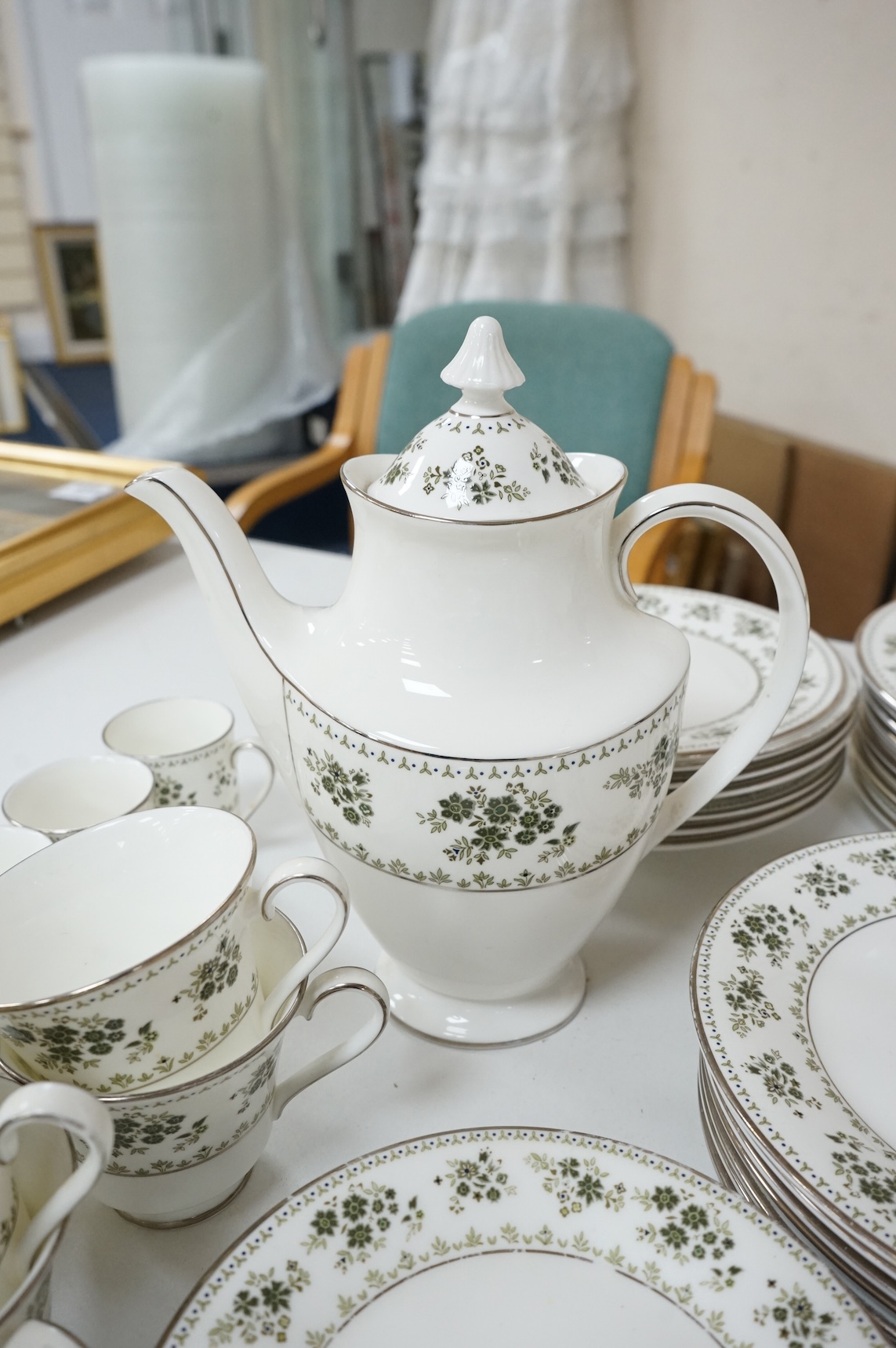 A Royal Doulton Valley Green dinner, tea and coffee service, largest 34cm wide